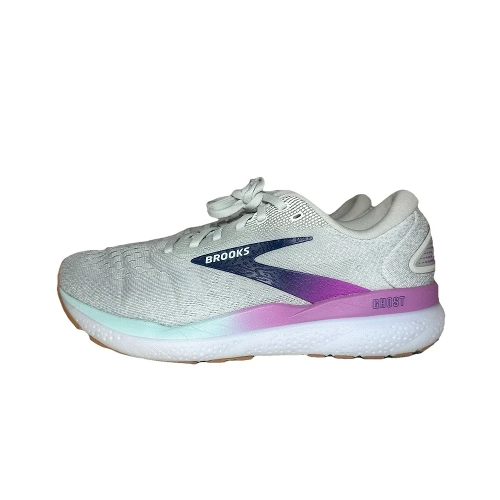 BROOKS‎ Women's 8.5 Med (B) Ghost 16 Grey Estate Blue White Running Shoes